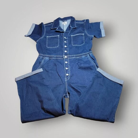 Jordache Vintage Women's Denim Coverall Jumpsuit - Size XL/ XG - Picture 3 of 6